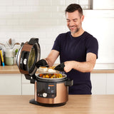 Ninja Foodi MAX Multicooker met SmartLid, 12 Kookfuncties in 1, 7,5L, 12-in-1 Multicooker, Snelkoken, Airfryen, Slow Cooking, Grillen en Meer, Koper/Zwart Amazon Exclusief OL650EUCP