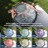 Opblaasbare whirlpool, draagbare PureSpa massage-hottub voor buiten met 130 rustgevende luchtjets, geïntegreerd snelvulsysteem, ledlampen, geïsoleerde afdekking en vloermat, 2 tot 3