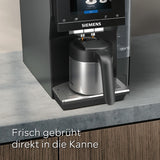 Siemens thermische koffiekan TZ40001, direct zetten uit de koffiemachine, warmhoudfunctie, schuifdeksel, gemakkelijk te reinigen, perfect voor EQ500, EQ700, EQ6 plus en EQ900, 1 l, roestvrij staal