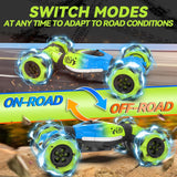 Dysaim RC Stunt Auto Auto Afstandsbediening met Handbediening 2,4 GHz 4WD 360° Rotatie Offroad Drift Car Muziek Verlichting 2 Batterij voor Kinderen 6-12 Jaar Afstandsbediening Auto Offroad