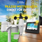 National Geographic Draadloos weerstation met buitensensor, wifi, kleurweerstation met 7-in-1 professionele sensor voor wind, luchtvochtigheid, temperatuur, neerslag, uv-niveau en lichtintensiteit,