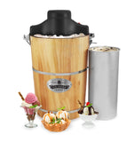 Elite Gourmet EIM916 IJsmachine, traditioneel, elektrisch, vintage emmer van appalachenhout, klassieke gegoten handslinger als bonus, gebruikt steenzout, roert ijs in enkele minuten, grenen, 6,82 l