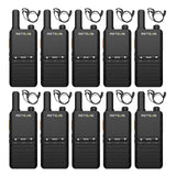 Retevis B63B Walkie Talkies, Oplaadbare Walkie Talkie Met Oortje, 3 Knoppen Aan De Voorkant, 1620mAh, 15mm Ultradun, Draagbare 2-Weg Radio Voor Hotel, Restaurant, School (10 Stuks, Zwart)