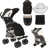 MobiQuip XL Kinderwagen Winter Accessoires Pack, Voetenzak, Mand, Regenhoes, Zonnekap, voor MobiQuip XL Buggy, Zwart