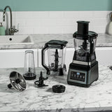 Ninja 3-in-1 Foodprocessor & Blender met 5 Automatische Programma's: Mengen, Max. Mengen, Hakken, Mixen, Pureren, 1,8L Kom, 2,1L Kan, 700ml Beker, Vaatwasserbestendige Onderdelen, Auto-iQ, BN800EU