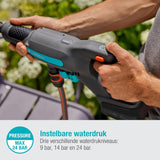 Gardena middendrukreiniger met accu AquaClean 24/18 V P4A zonder accu: Accureiniger voor buiten, 3 reinigingsniveaus, max. druk 24 bar, incl. zuigslang, OGS-aansluitingen en filter (14800-55)