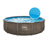 HAF® Swing Metal Frame Pool with Dimensions 305 x 76 cm, Grey with Rattan Look, Approx. 4,500 Litres Water Capacity, High Quality Swimming Pool, Garden Pool/Floor Pool without Filter Pump