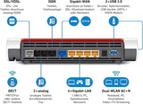 AVM FRITZ!Box 7590 WLAN AC+N router (DSL/VDSL, 1.733 MBit/s (5GHz) & 800 MBit/s (2,4 GHz), tot 300 MBit/s met VDSL-supervectoring 35b, WLAN Mesh, DECT-basis, Media Server, geschikt voor Duitsland)