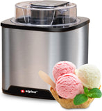 alpina Ice Cream Maker - Roomijs, Frozen Yoghurt, Sorbet, etc - 2L - Zelfuitschakeling - RVS - Zilver