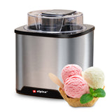 alpina Ice Cream Maker - Roomijs, Frozen Yoghurt, Sorbet, etc - 2L - Zelfuitschakeling - RVS - Zilver