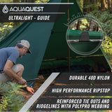 AquaQUEST Guide Waterdicht campingzeil, ultralicht bivak- of regenbescherming, wandelen, hangmat en survival