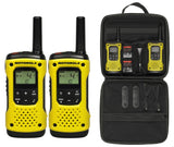 Motorola Mobility TLKR T92 H2O PMR radio (IP67, weerbestendig, bereik tot 10 km), 2 stuks, Zwart, geel, 17.8 x 3.8 x 6.2 cm