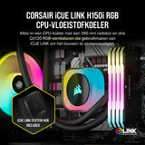 CORSAIR iCUE LINK H150i RGB Vloeibare CPU-Koeler - 360mm AIO - QX120 RGB Ventilatoren - Geschikt Voor Intel® LGA 1700, AMD® AM5 - iCUE LINK Systeemhub Inbegrepen - Zwart