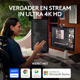 Logitech MX Brio Ultra HD 4K-webcam voor samenwerking en streaming, 1080p bij 60 FPS, dubbele ruisonderdrukkende microfoons, USB-C, webcamcover, werkt met Microsoft Teams, Zoom, Google Meet, Grafiet