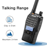 BAOFENG BF-88ST Pro PMR446 Walkie Talkie, Radio bidireccional Recargable de Largo Alcance Mejorada sin Licencia con Pantalla LCD, Reloj Dual VOX, Cargador de Escritorio y Auriculares, Paquete de 4