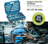 Högert Techniek - gereedschapsset I dopsleutels, bits en accessoires I gelegeerd chroom-vanadium-staal I verzonken gesmeed I ratelmechanisme met 72 vergrendelingsklinken I HT1R425-85-delig