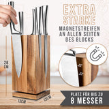 Troster® Magnetisch messenblok zonder messen, 360 graden draaibaar, acaciahout, magneetblok onuitgerust, magnetische messenhouder, messenhouder, magnetische messenhouder, magnetische messenhouder