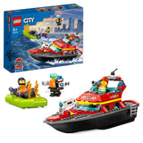 LEGO City Reddingsboot Brand, Bouwpakket voor Kinderen met Drijvende Speelgoed Boot, Jetpack en 3 Minifiguren, Origineel Rollenspel Cadeau voor Jongens en Meisjes vanaf 5 Jaar 60373