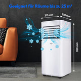 MEDION P701 Slimme mobiele airconditioner met luchtafvoerslang (incl. raamafdichting, 3in1, tot 25 vierkante meter, 7.000 BTU, koelen, ontvochtigen, ventileren, app- en stembediening, slaapstand, stof