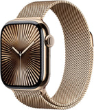 Apple Watch Series 10 (GPS + Cellular 42 mm) Smartwatch - Kast van goudkleurig titanium - Goudkleurig Milanees bandje. Conditie bijhouden, Ecg-app, always on Retina-display, CO?-neutraal