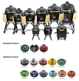 YNNI 25 "Mat Zwart XL Chip Feeder Kamado Bundel Oven BBQ Grill Extra incl. Trolley TQTT25MB