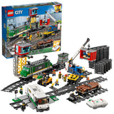 LEGO 60198 City Trains Vrachttrein met Motor, Bouwset met Poppetjes, 3 Wagonnen, Rails voor Kinderen van 6 Jaar en Ouder