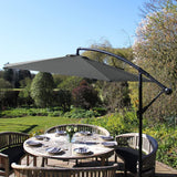 Zweefparasol + Waaiervormige parasoltegel Grijs 247x300x300 cm Draai en kantelbaar Incl. Beschermhoes UV bescherming