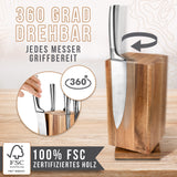 Troster® Magnetisch messenblok zonder messen, 360 graden draaibaar, acaciahout, magneetblok onuitgerust, magnetische messenhouder, messenhouder, magnetische messenhouder, magnetische messenhouder