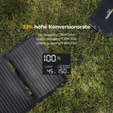 BougeRV 50 W ETFT opvouwbaar zonnepaneel, glasvezel 270 graden, 0,8 kg, zonnepaneel met DC/USB-C/USB-A-uitgangen, draagbaar zonnepaneel met karabijnhaak, compatibel met mobiele telefoon, tablet, klein