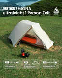 OneTigris Mona Ultralichte tent voor 1 persoon, waterdicht, 3000 mm, 3 seizoenen, campingtent, dubbellaags muggenbescherming, kleine verpakkingsmaat voor kamperen, wandelen, outdoor