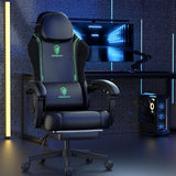 Dowinx Gaming stoel, racing, gamerstoel, ergonomische gamingstoel met lendensteun, gamingstoel, PU-leer, pc-stoel, verbrede rugleuning, 150 kg, groen