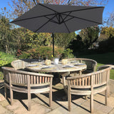 Zweefparasol + Waaiervormige parasoltegel Grijs 247x300x300 cm Draai en kantelbaar Incl. Beschermhoes UV bescherming