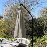 Zweefparasol + Waaiervormige parasoltegel Beige 247x300x300 cm Draai en kantelbaar Incl. Beschermhoes UV bescherming