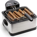 Bestron DF402B Family Friteuse met Cool Zone, 1 grote en 2 kleine frituurmanden, 4 liter, Frituurpan met kijkvenster, 2000W, rvs