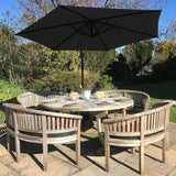 Zweefparasol + Vierkante parasoltegel Zwart 247x300x300 cm Draai en kantelbaar Incl. Beschermhoes UV bescherming